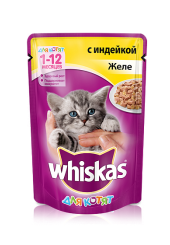 Whiskas для котят желе с индейкой 85 гр.